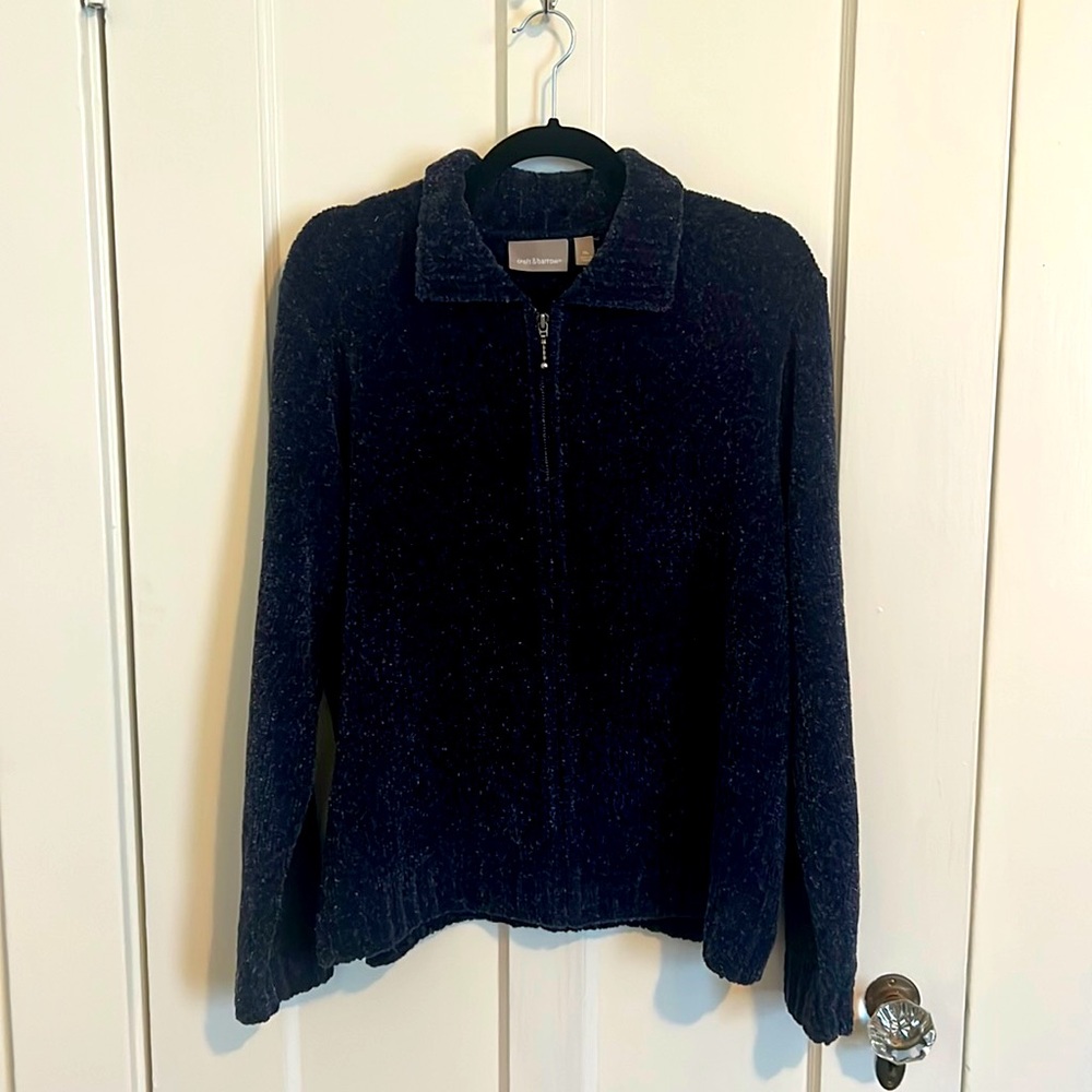 croft & barrow Navy Plush Zip-Up Cardigan